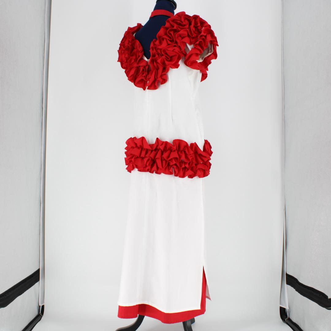 【フラダンス衣装】ホワイト FANCY DRESS ワンピース ドレス 白 赤