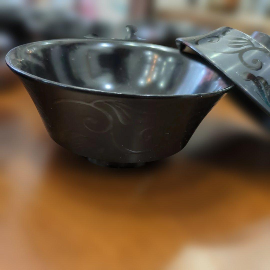 骨董　蓋付椀　木製　漆器　沈金蒔絵　蝶々　花　漆絵　5つ〜