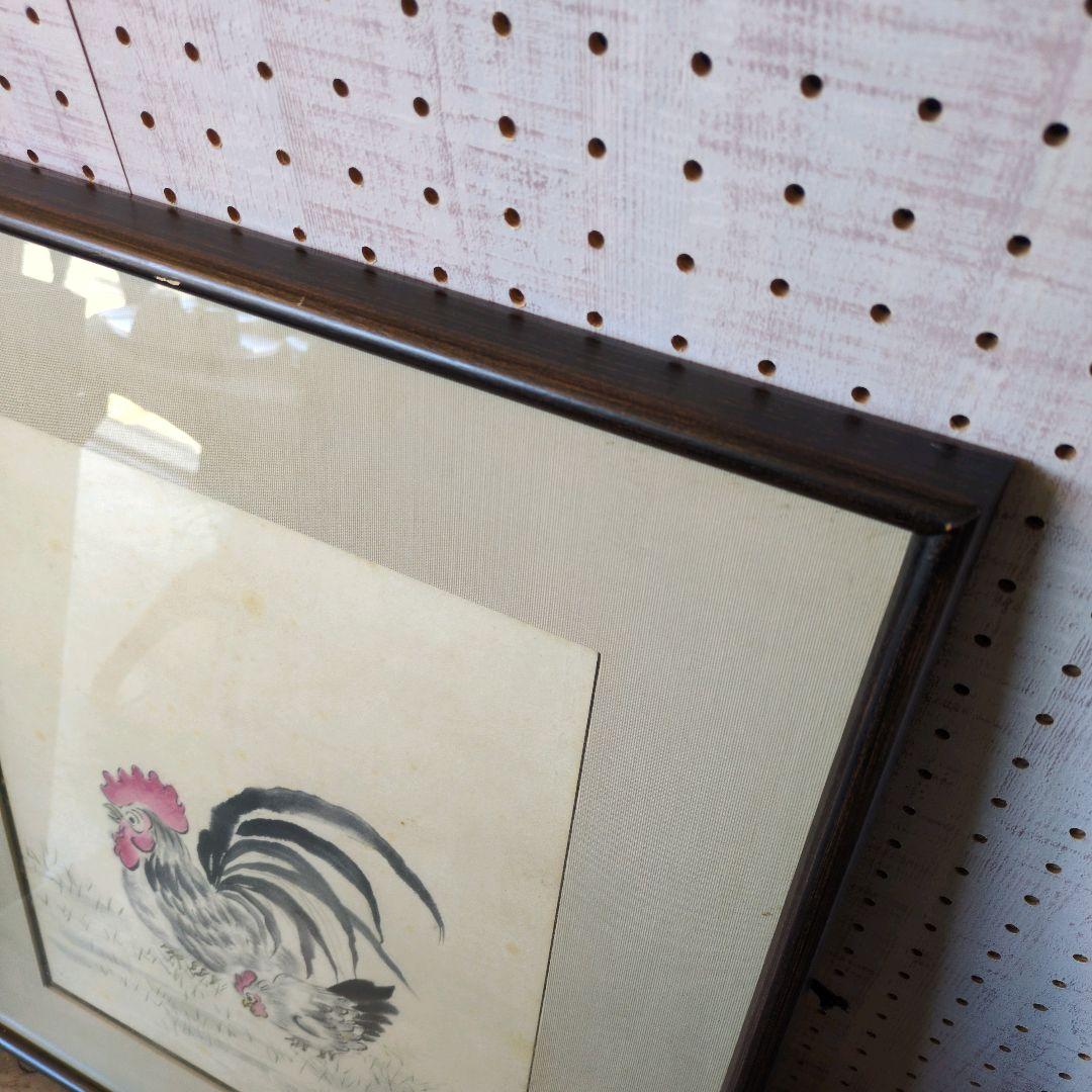 水墨画 鶏の絵 額装品　絵画　アンティーク　大