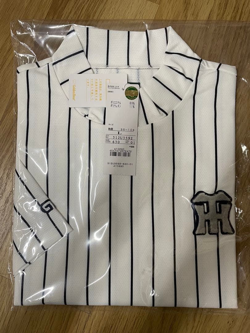 GB GOLF 阪神タイガース　コラボ　ストライプモックネック　白