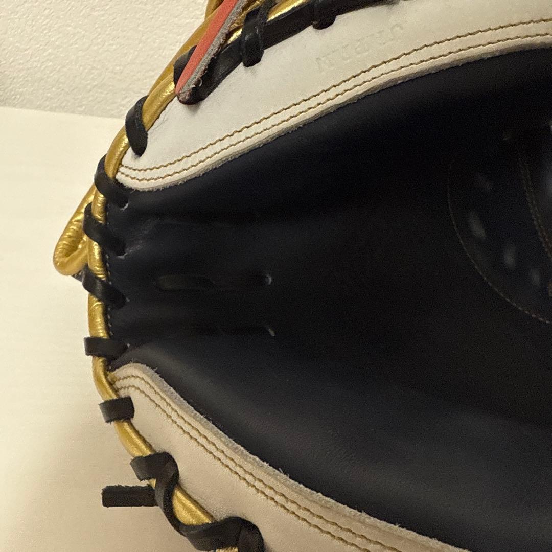 美品 金彩 激レア 40.Wilson軟式ミット オレンジ ネイビー ホワイト