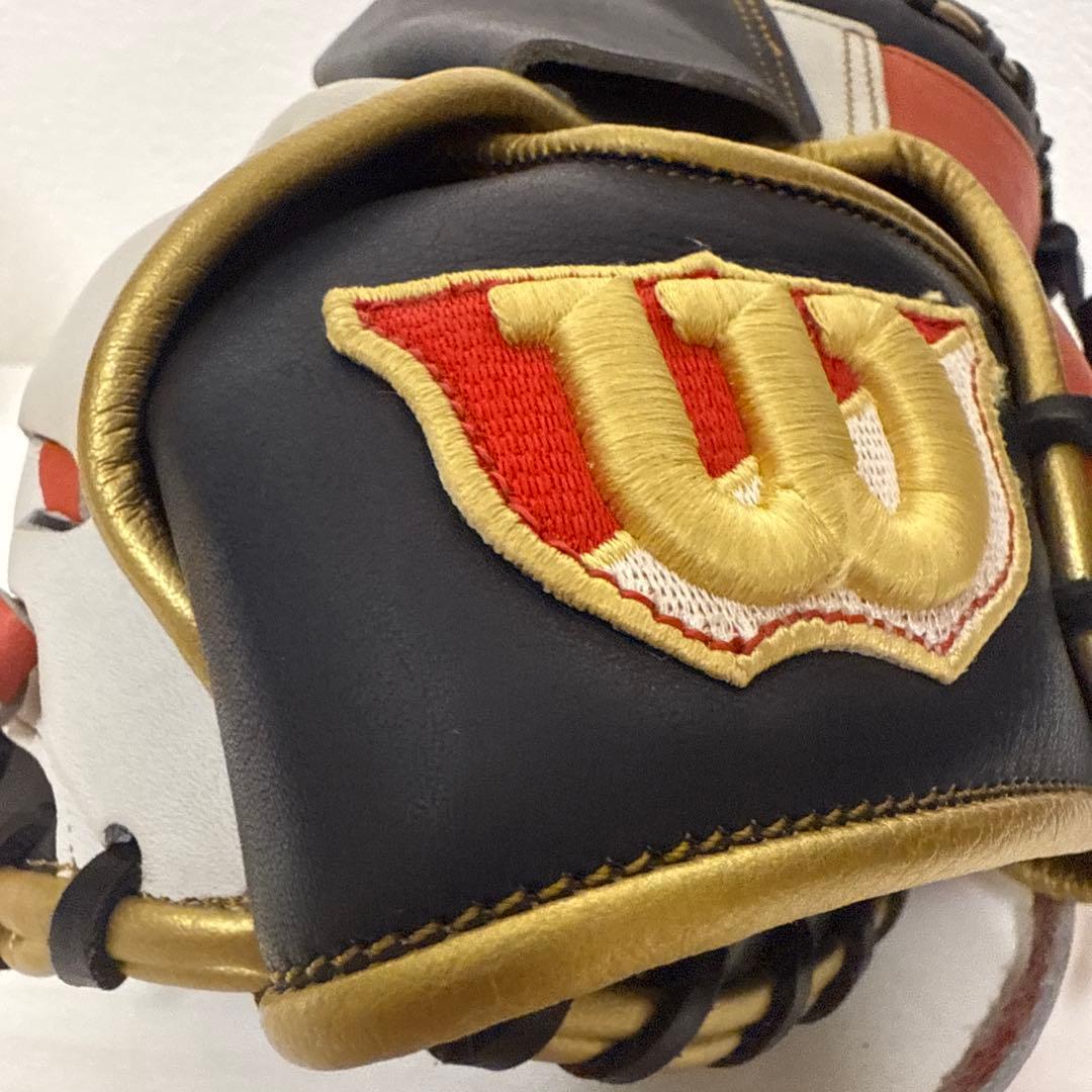 美品 金彩 激レア 40.Wilson軟式ミット オレンジ ネイビー ホワイト