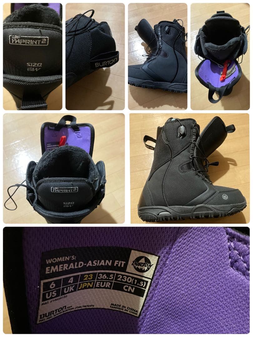 エメラルドアジアンフィット❣️BURTON  23センチ　黒スノボーブーツ