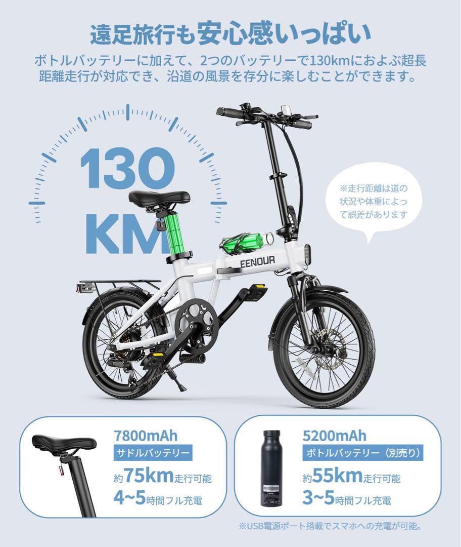 【新品】 折りたたみ 電動アシスト自転車 C1 16インチ ホワイト