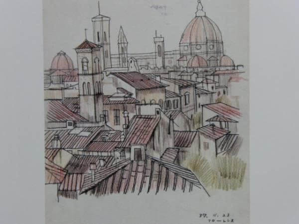 平山郁夫、Florence、超希少画集より、新品額装