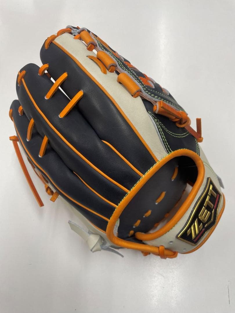 野*1様 新品 ゼット 軟式 内野手用オーダーグラブ Nブラック×オレンジ 右投