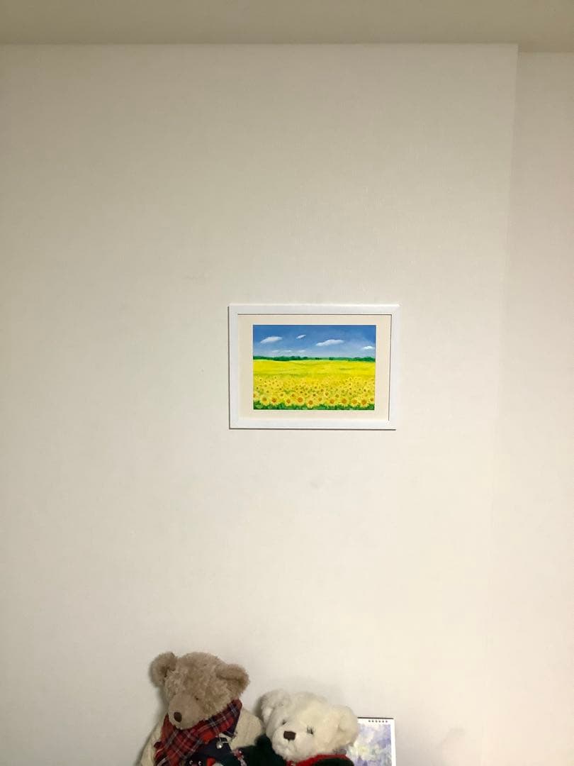 絵画　ひまわり畑21　　原画　A4サイズ　額縁無し