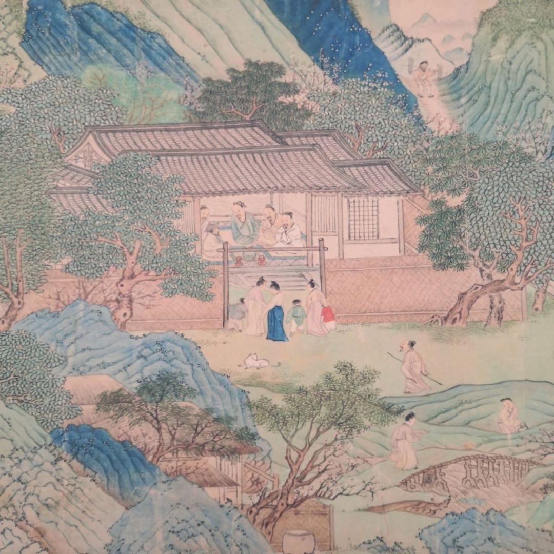 桃源図 山水長巻 掛軸 70×330cm 中国山水画