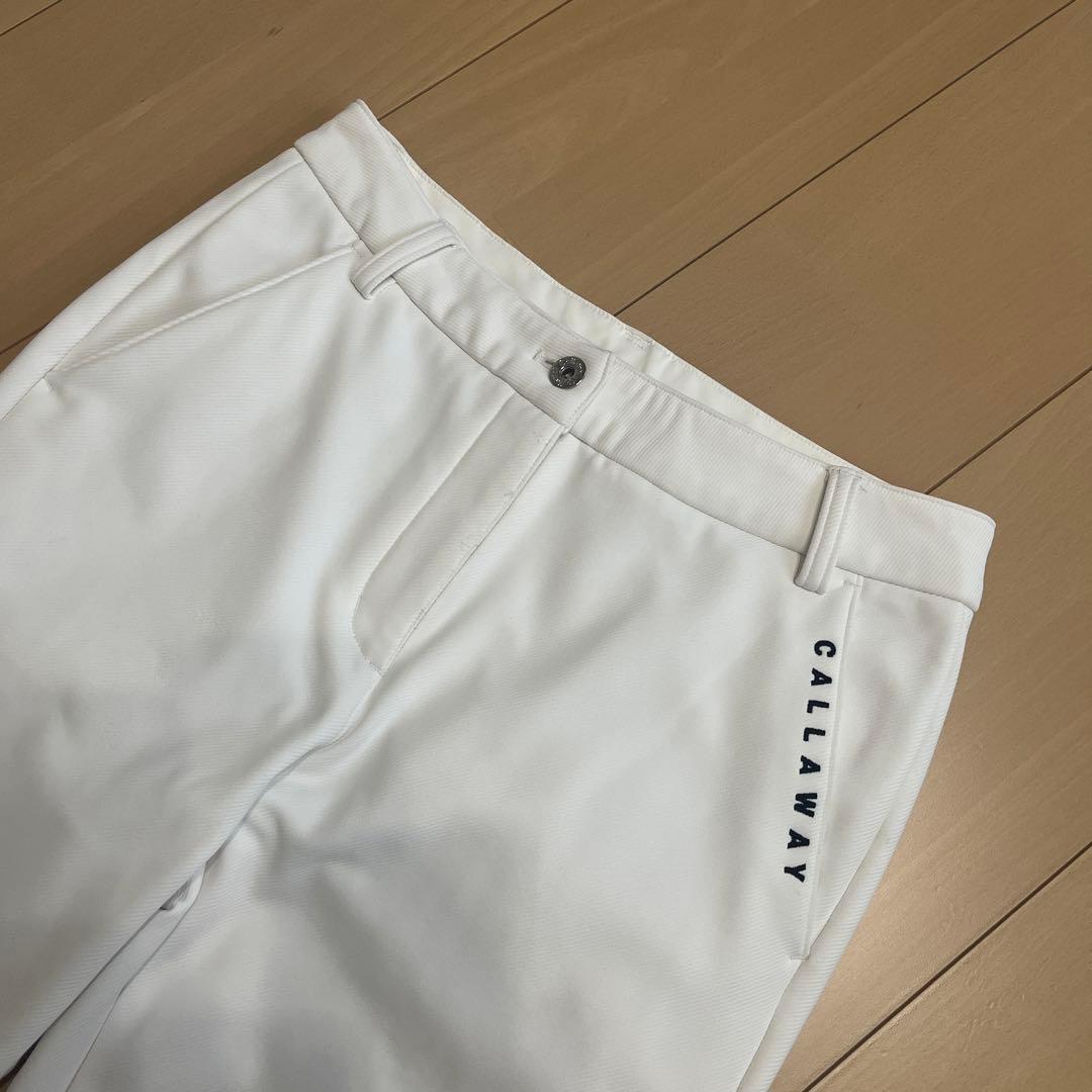 キャロウェイ裏起毛ロングパンツ　ホワイト 白　レディース【S】