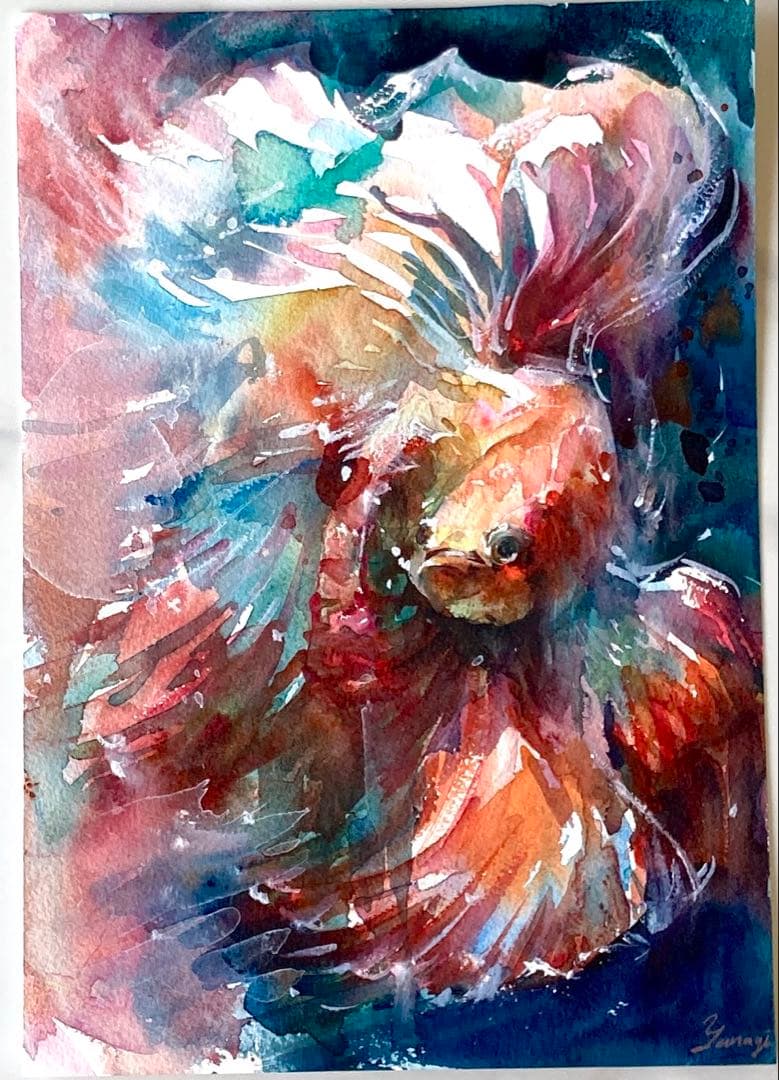 水彩画 原画 泳