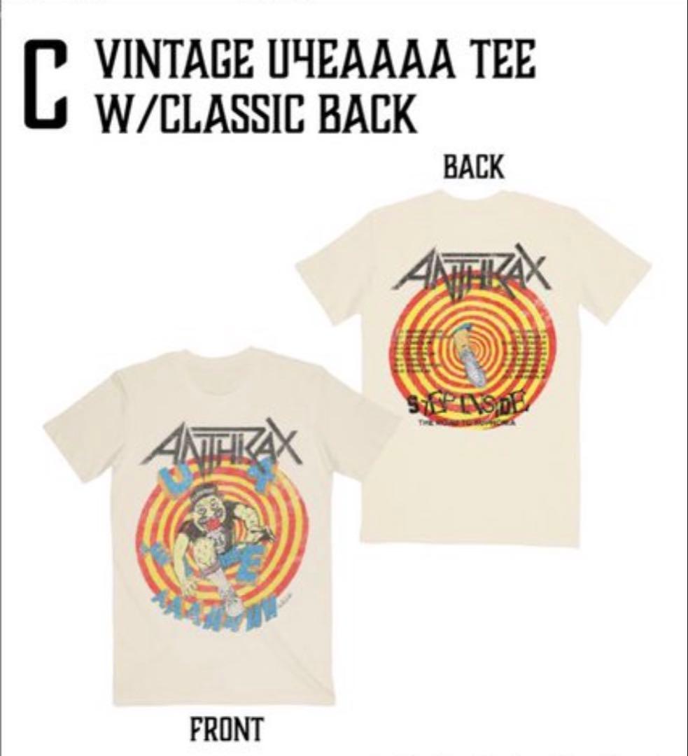 M アンスラックス ヴィンテージクラシックホワイトTシャツ2026来日公演グッズ