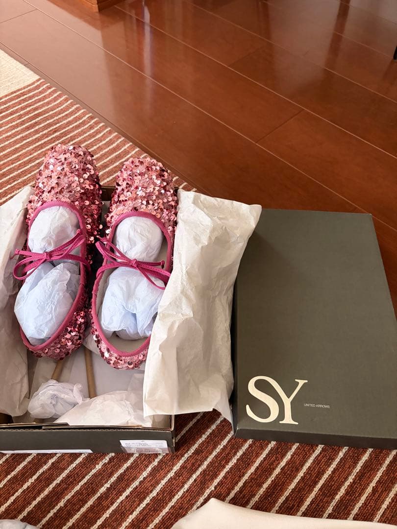 SY ピンク スパンコール バレエシューズ美品❤️