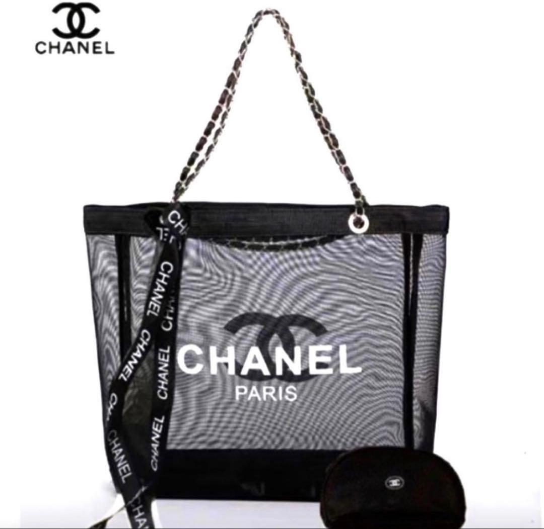 CHANEL ミニポーチ付き　デザイン 大容量 トートバッグ