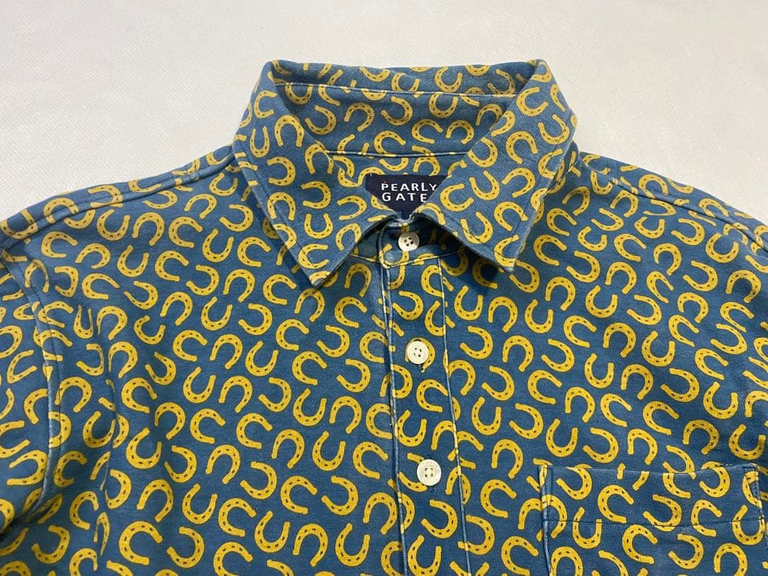 e1265☆PEARLY GATES 長袖ホースシュー柄シャツ サイズ6