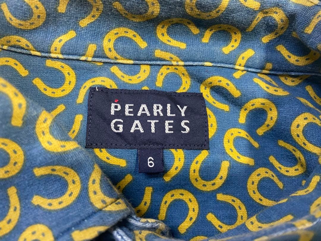 e1265☆PEARLY GATES 長袖ホースシュー柄シャツ サイズ6