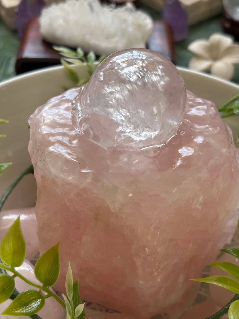 ✨破格✨絶品‼️ローズクオーツ☆噴水☆天然石☆ファウンテン☆秘蔵品☆1459g