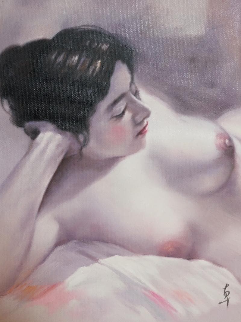 やまもと様　絵画油彩　高坂卓至「裸婦」 サイン　F6サイズ　額装済み 肉筆手描き