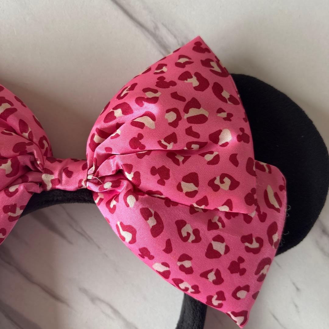 ディズニー ミニー カチューシャ リボン ヒョウ柄
