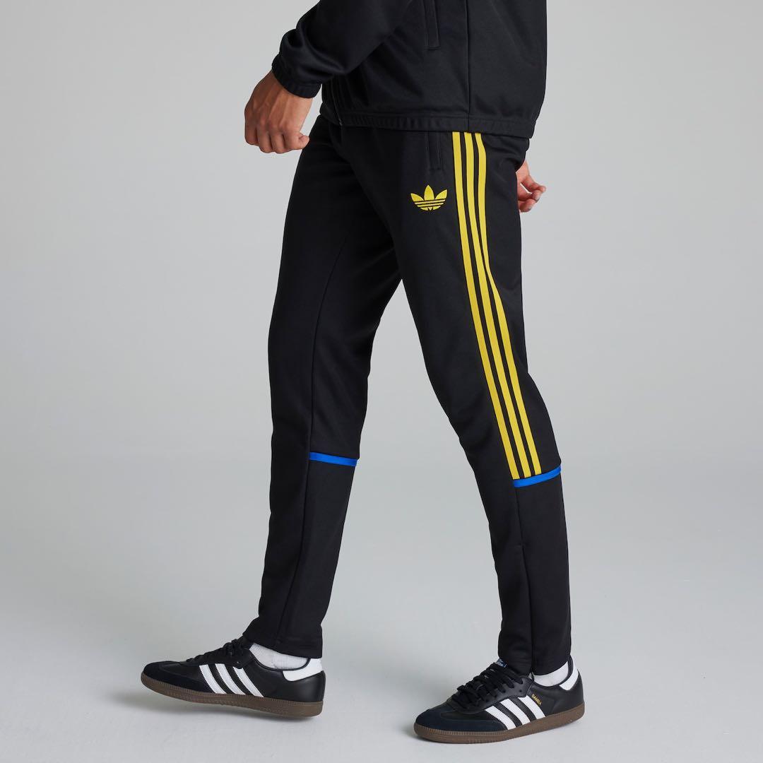 adidas トレーニングパンツ M 黒/黄色/青