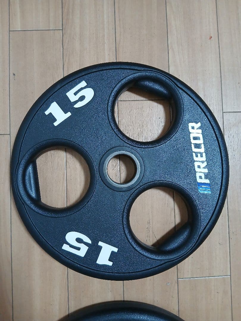 ②PRECORバーベルプレート15kg×1枚 穴径50mm