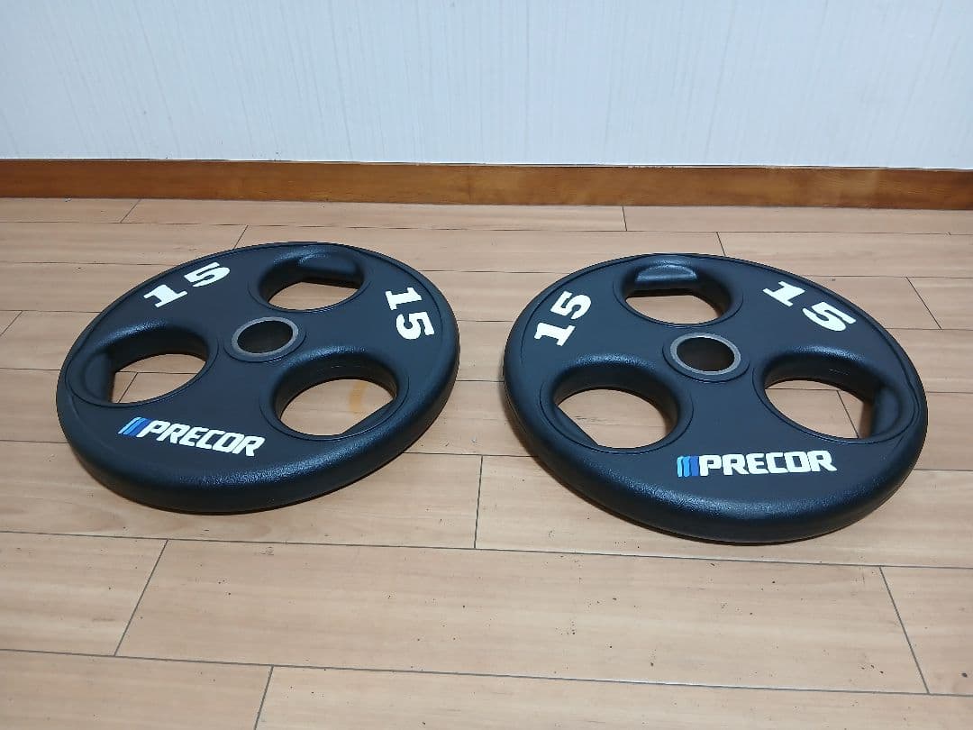 ②PRECORバーベルプレート15kg×1枚 穴径50mm