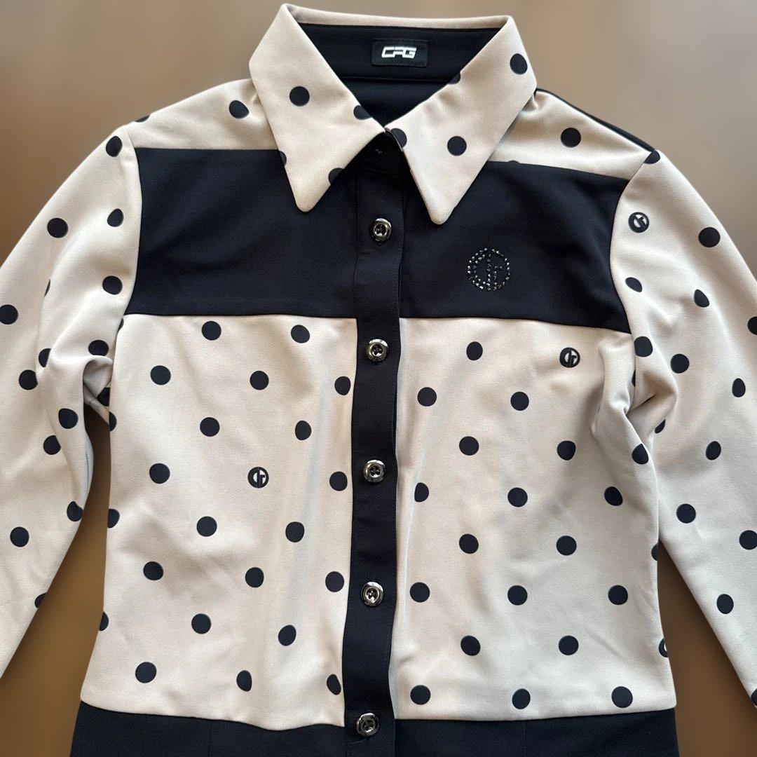 期間限定値下げ【美品】CPG GOLF ドット柄長袖ワンピース Mサイズ