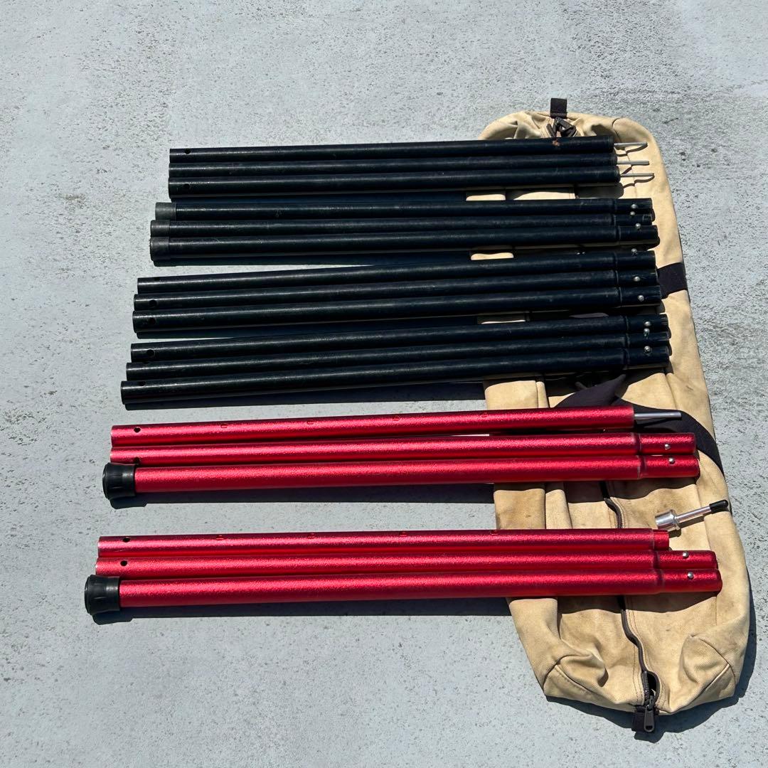 スノーピーク　ウイングポール214cm 2本、240cm 3本【黒・限定赤】