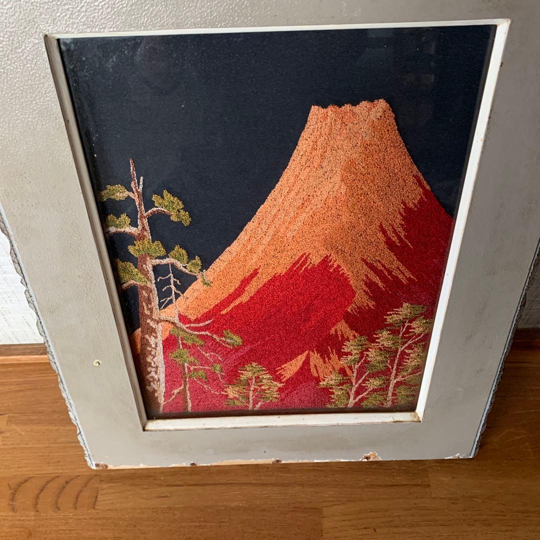 赤富士　額　刺繍