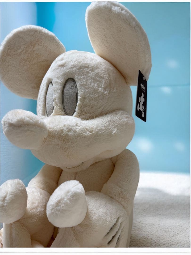 ミッキーマウス 100cmぬいぐるみ 白黒セットブランケット付