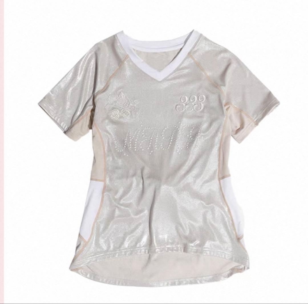 SCULPTOR 光沢VネックTシャツ ベージュ