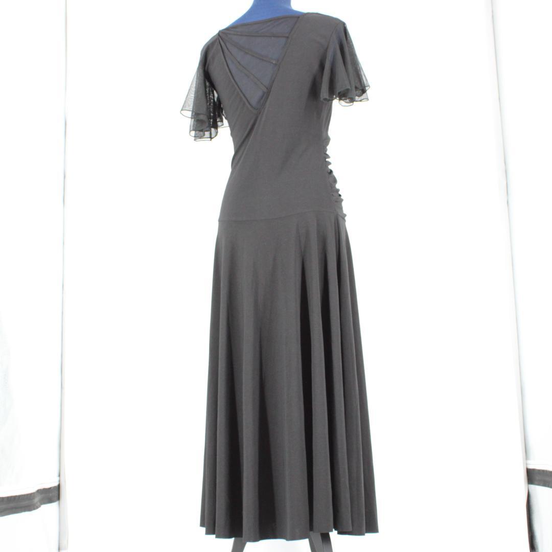 【美品 社交ダンス衣装】ワンピース ドレス leirena 黒 無地 シンプル