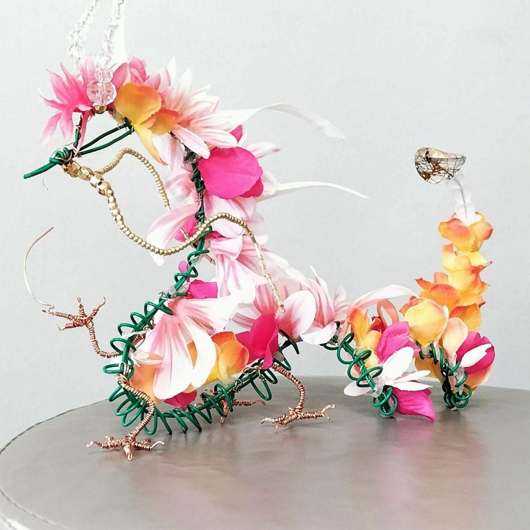 花龍の親子　縁起物 オブジェ　龍の置物