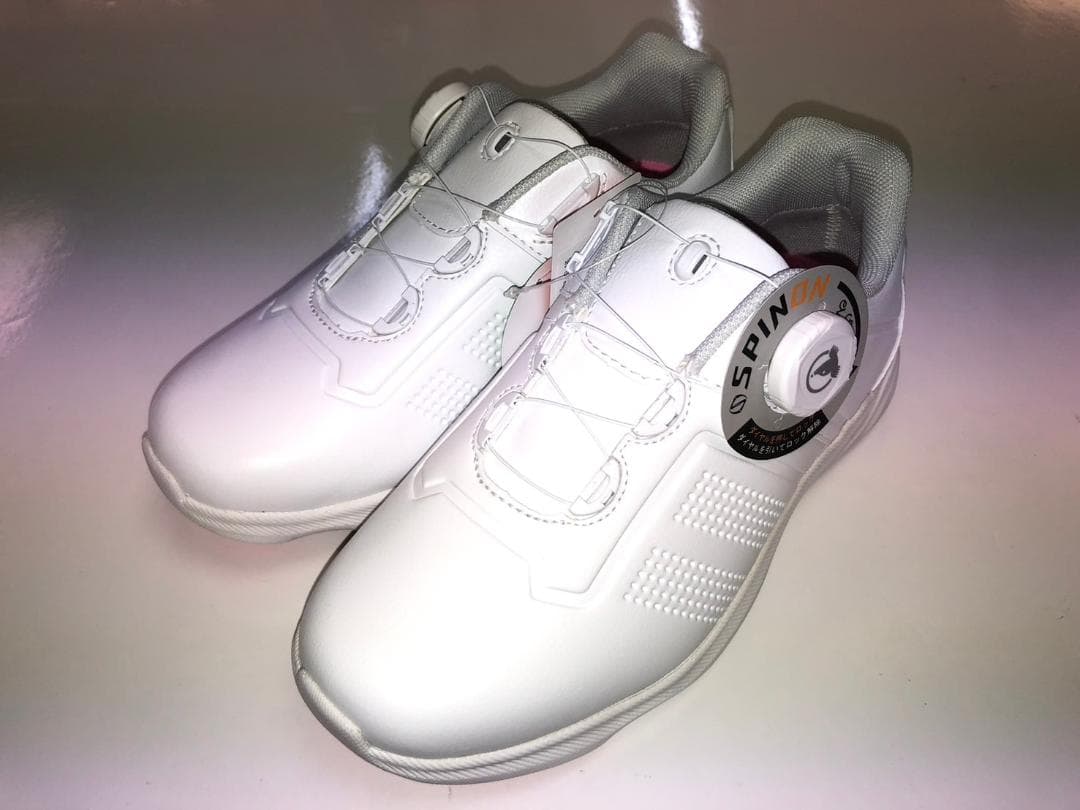 ホンマ 4Eダイヤル式 スパイクレスシューズ WHITE×SILVER 23.0