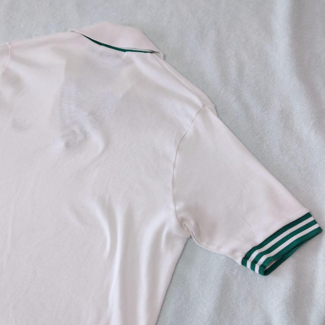 レア adidas 80sデサント製 ヴィンテージテニスポロ ホワイト×グリーン