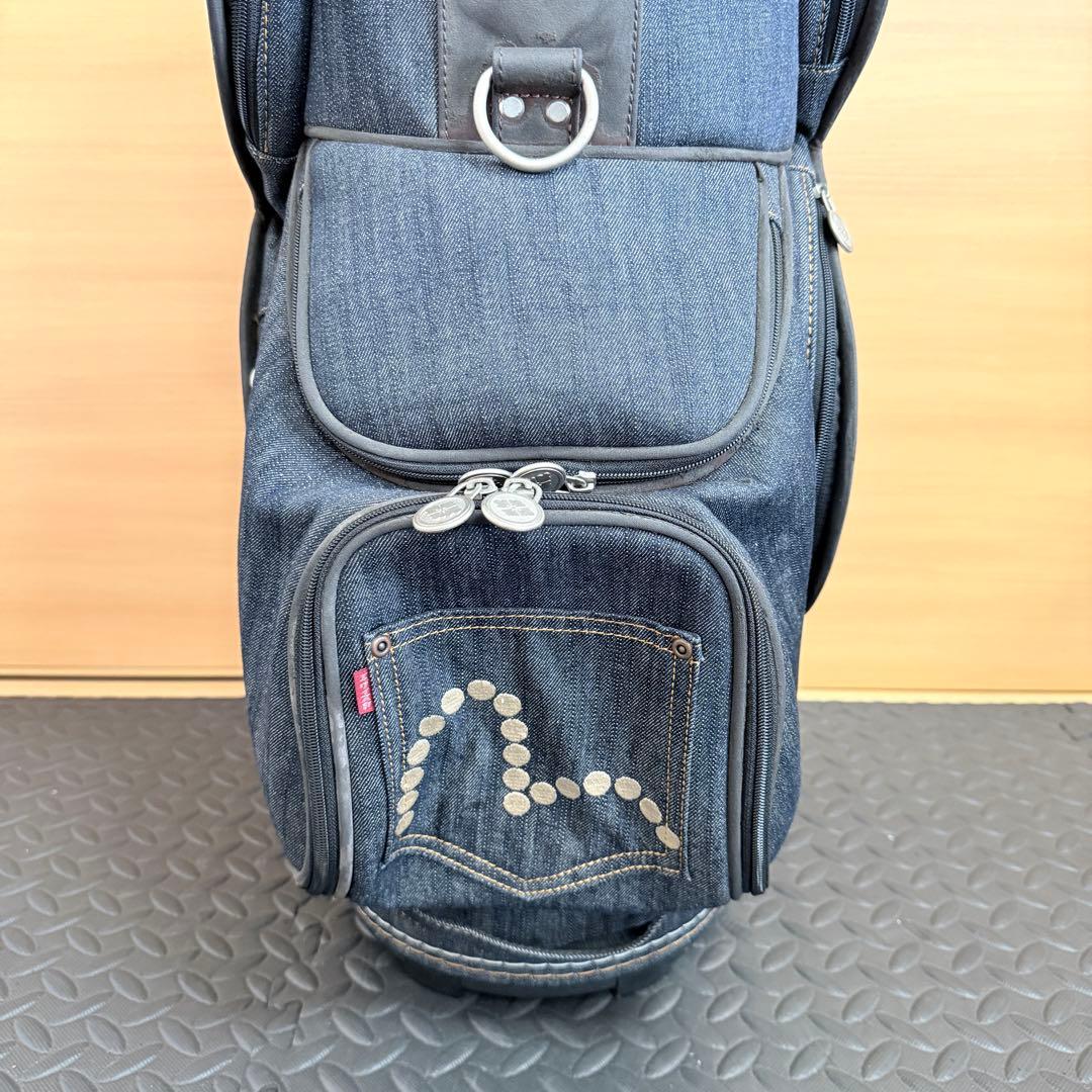 EVISU キャディバッグ デニム 6分割 劣化あり ヘッドカバー付 エヴィス