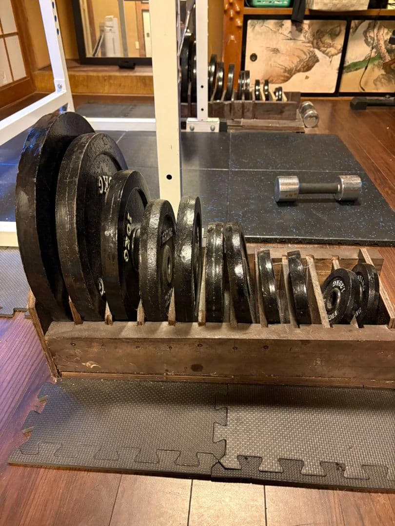 【引取限定】ホームジム一式セット（パワーラック・ベンチ・プレート総計155kg）