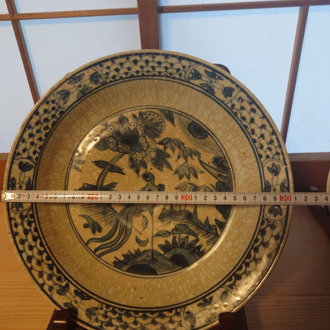 中国　古染　花鳥紋尺皿 清朝中期　古美術　骨董　中国美術