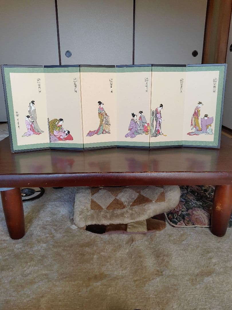 手描き浮世絵 5枚組　喜多川歌麿　浮世絵　青楼12時　極印　額装