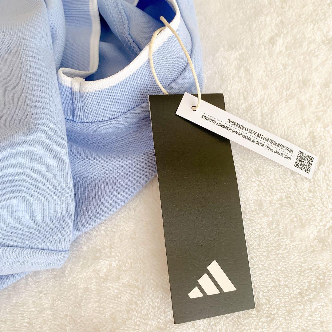 adidas golf モックネック スウェットS水色長袖 アディダスゴルフ新品