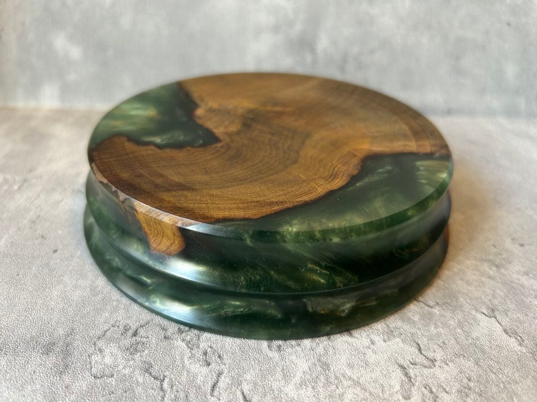 BASE WOOD DESIGN OD缶 ランタン 台座 花台 朴×レジン②