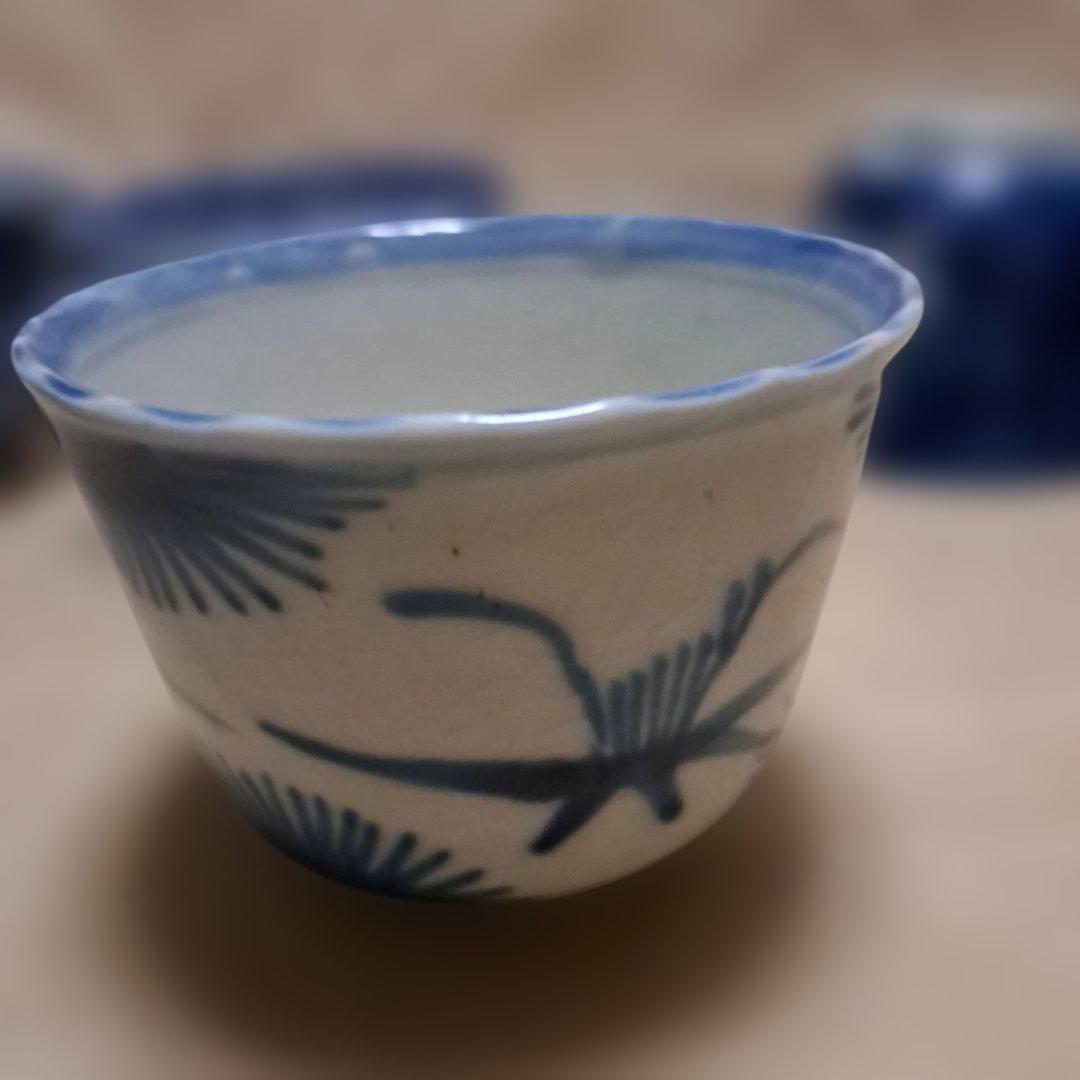 専用です　印判　染付け　蕎麦猪口　5点　絵柄違い　⑪　⑩