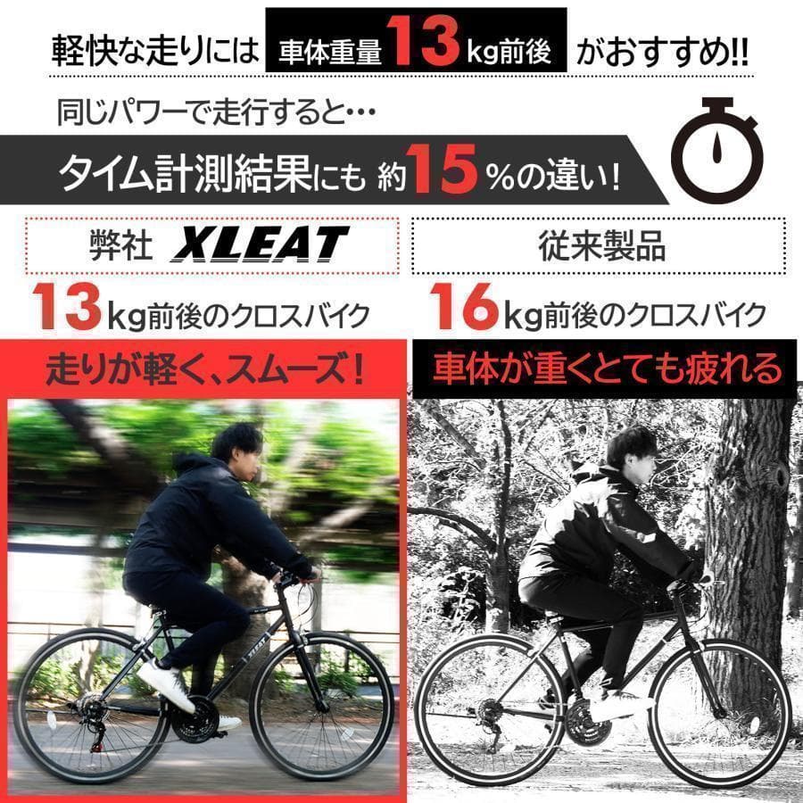 B2449クロスバイク700c自転車21段変速 シマノ製 軽量 スタンド付（白）