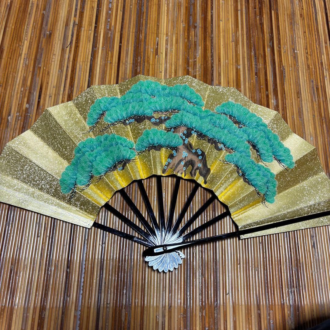 舞扇子 金色 牡丹の花　3点