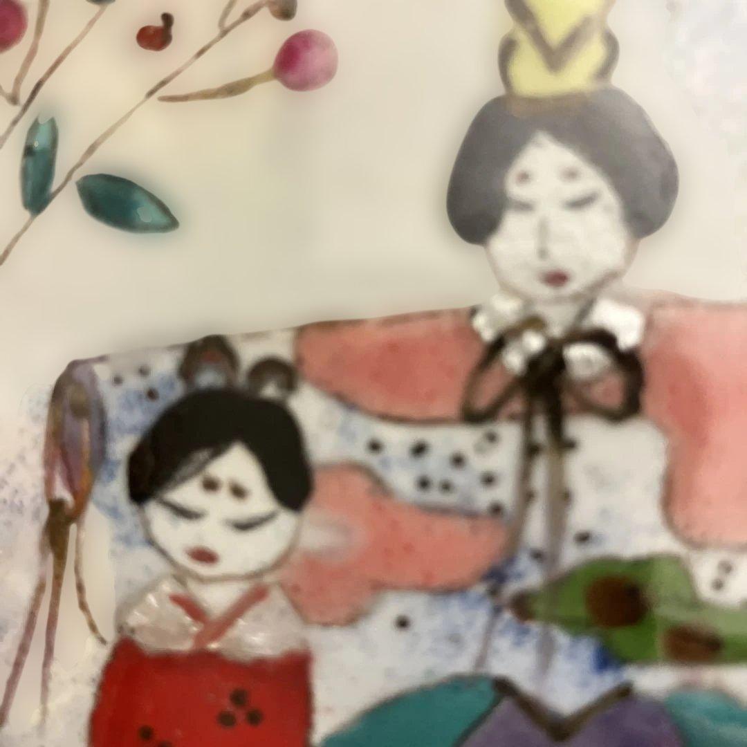 七宝焼き雛祭り 日本画 桜の花と雛人形