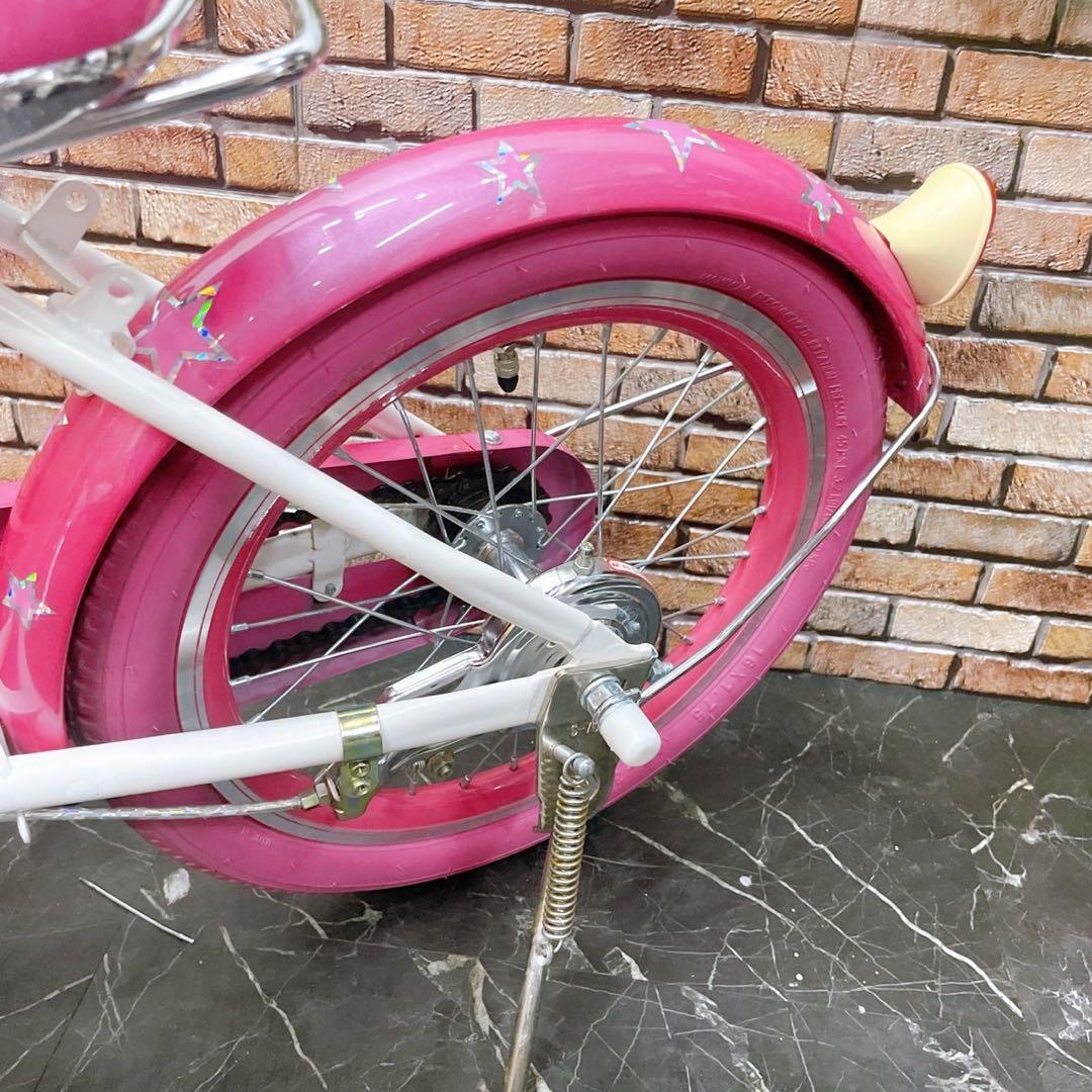 【24】子供用自転車 子供車 NEVER LAND ホワイト×ピンク 16インチ