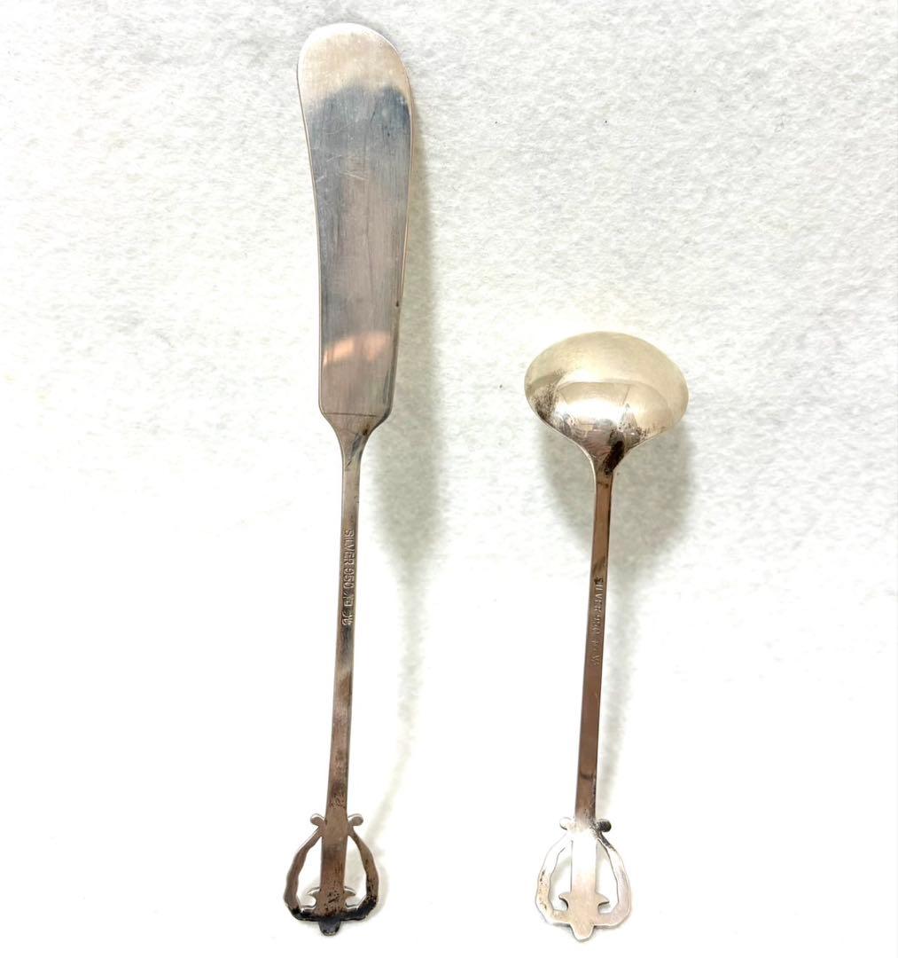【シルバー950 3本】和光 カトラリー バターナイフ スプーン 希少