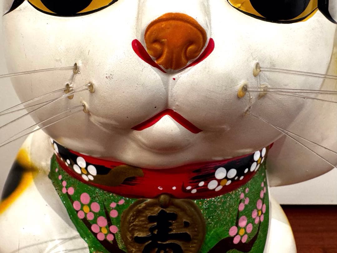 【特大 】招き猫 左手上げ 三毛猫 貯金箱 約43cm レトロ 昭和レトロ