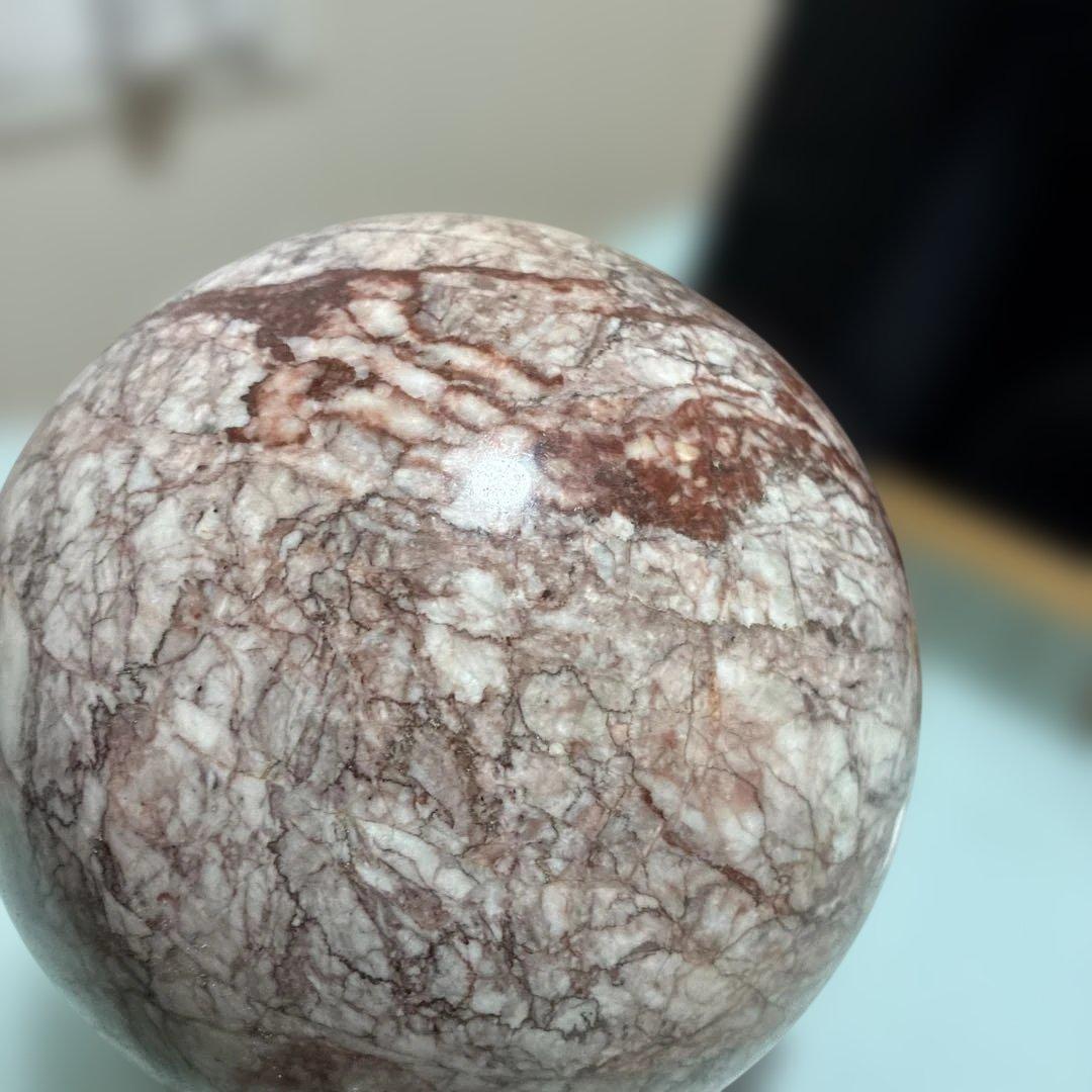 大型高級大理石 球体置物 木製台座付き( 球直径160mm)