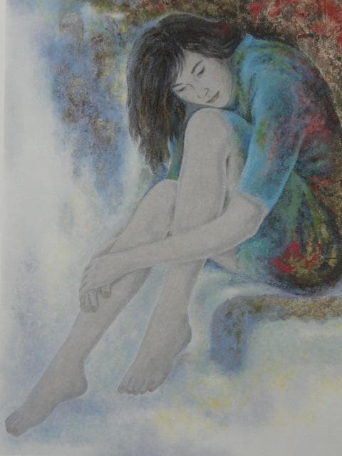 上田勝也、【想】、新品高級額 額装付、日本画 希少画集画 状態良好
