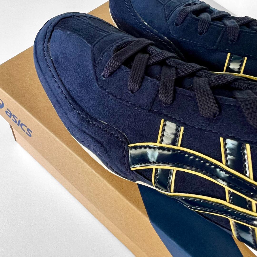 asics レスリングシューズ 1083A001 ネイビーxゴールド25.5cm